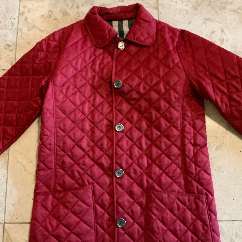Burberry Children Red Diamond Quilted Coat
